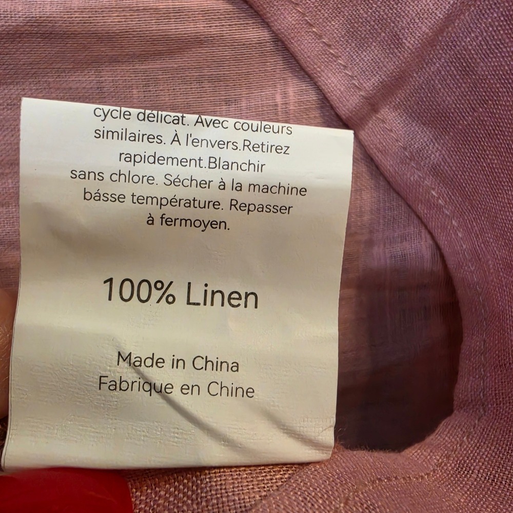 NEW Lintico Joanna Pink 100% Linen Tunic Top XL Split V-Neck 3/4 Sleeve Blouse - Picture 6 of 6